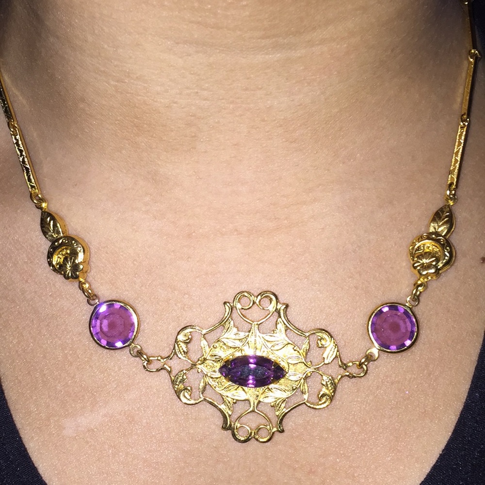 Amethyst and gold necklace
